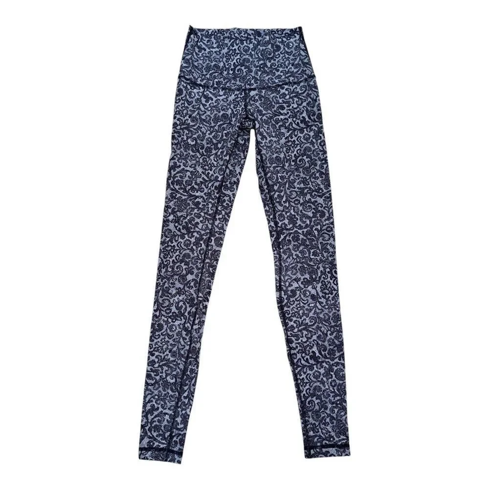 Lululemon Women's Wunder Under Hi-Rise Full-On Leggings Lace Print Sz 6